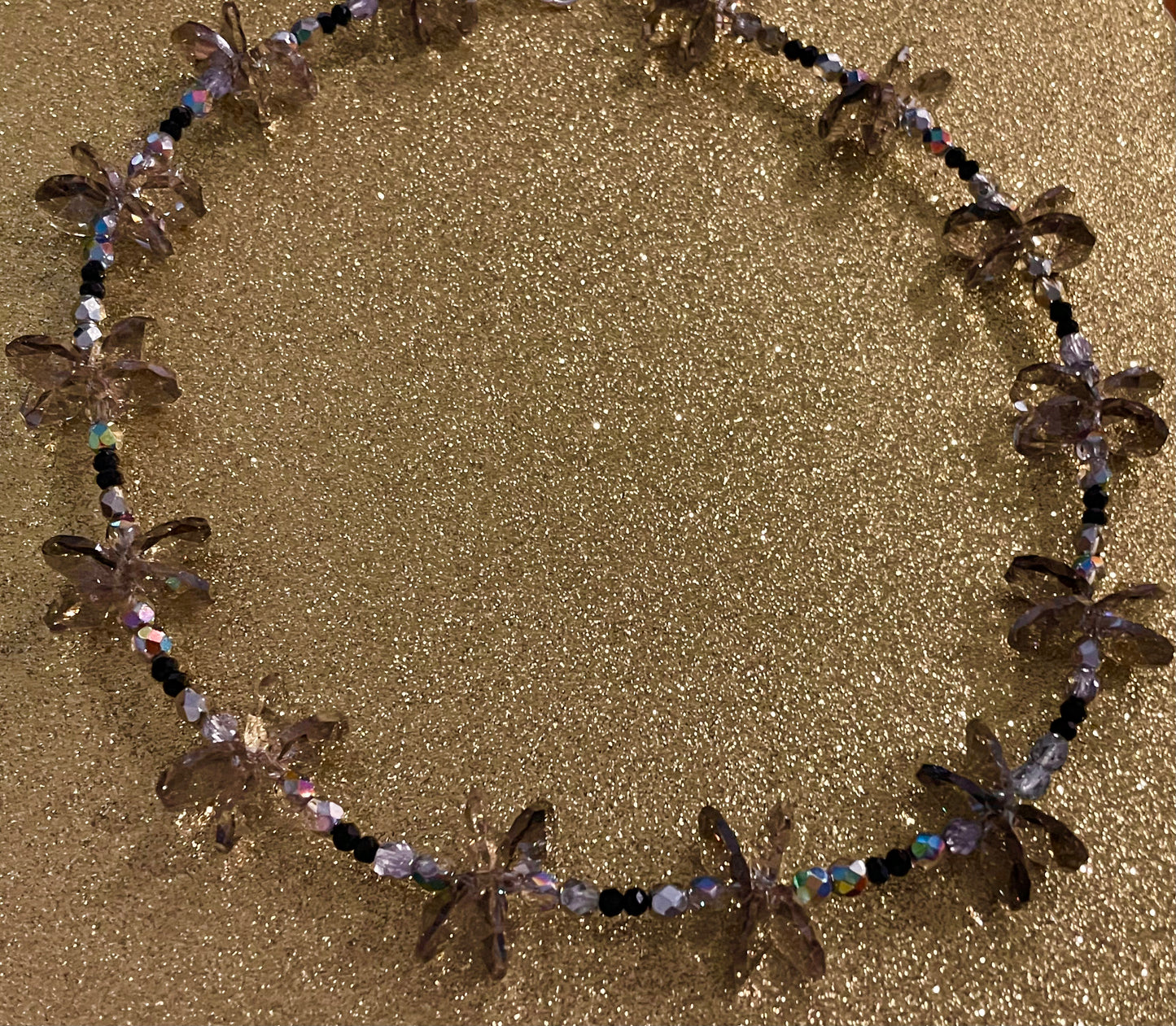 Repurposed Crystal "Dragonfly" Necklace