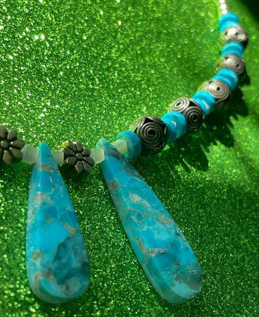 American Turquoise Teardrop Necklace