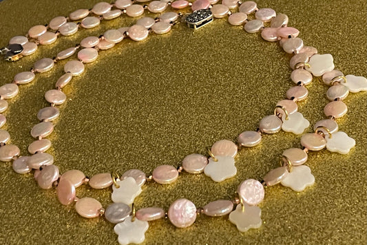 Pink Pearl Double Strand Necklace
