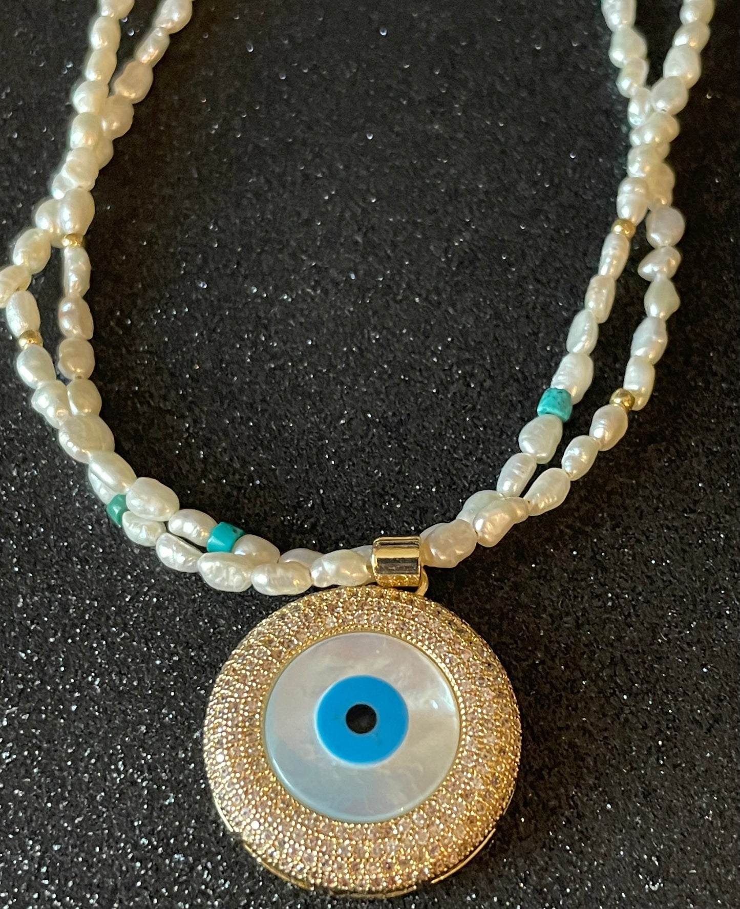 Mother of Pearl Nazar/Evil Eye Necklace