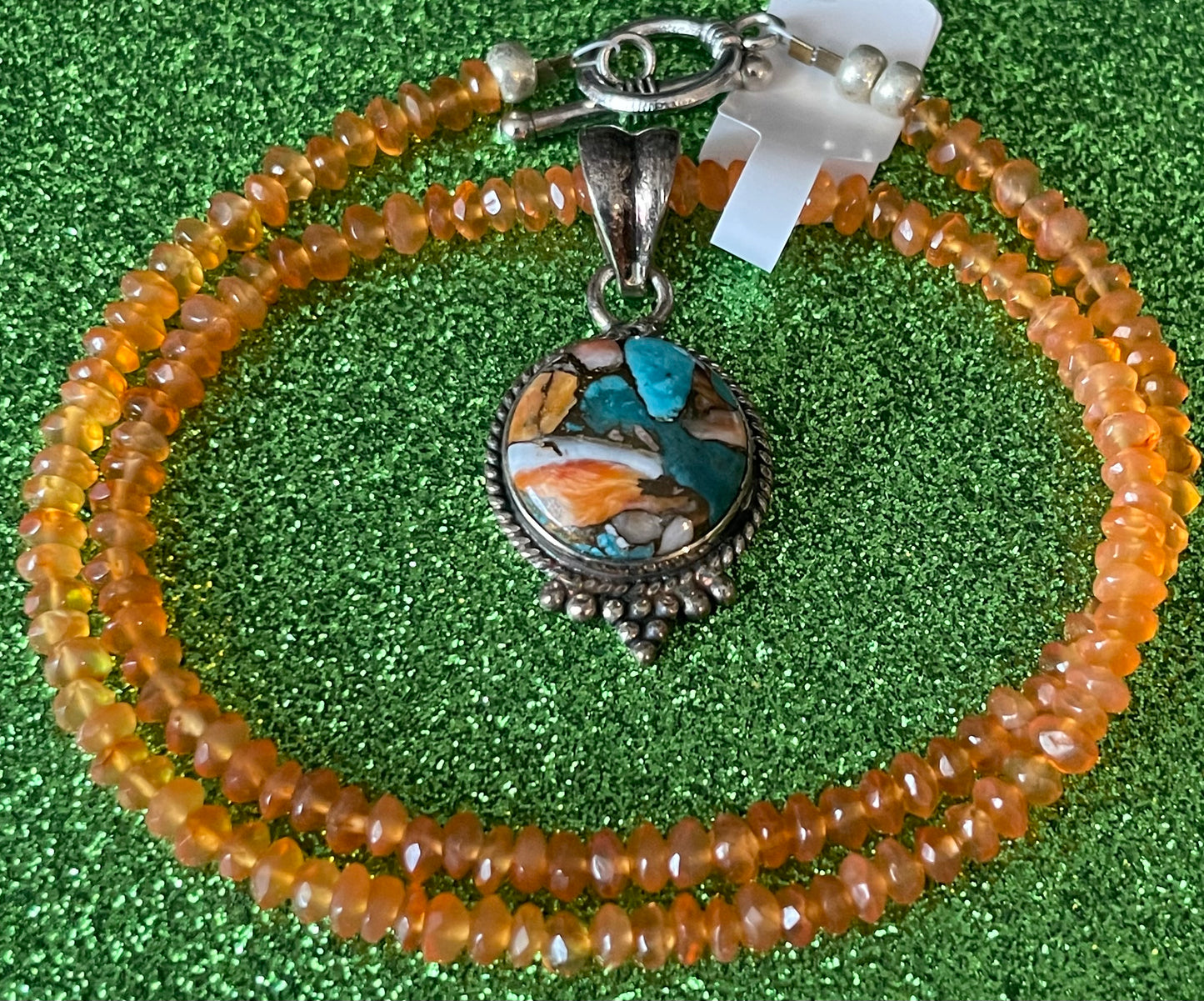 Spiny Oyster Turquoise and Carnelian Necklace