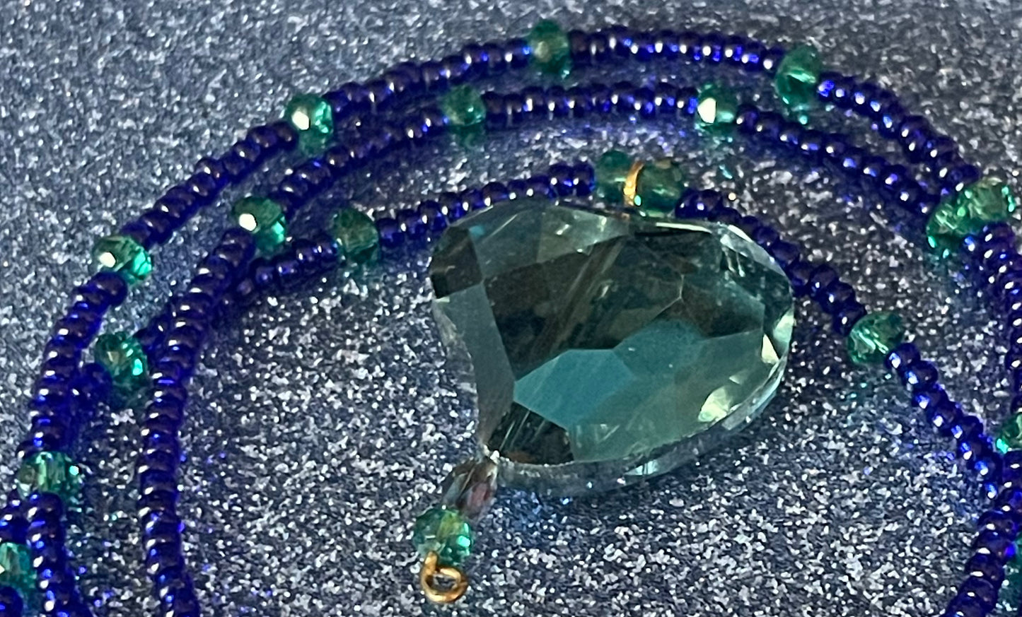 Blue Crystal Heart Necklace