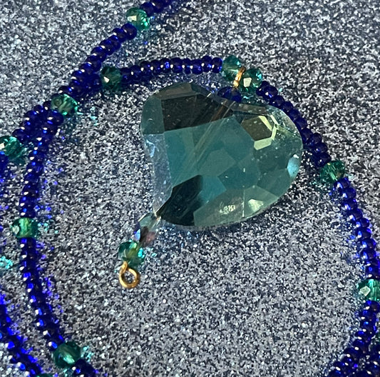 Blue Crystal Heart Necklace