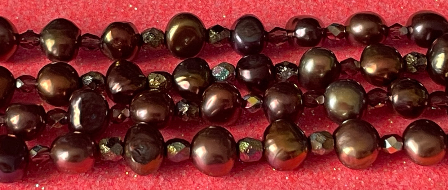 'Chocolate' Pearl Double Strand Necklace
