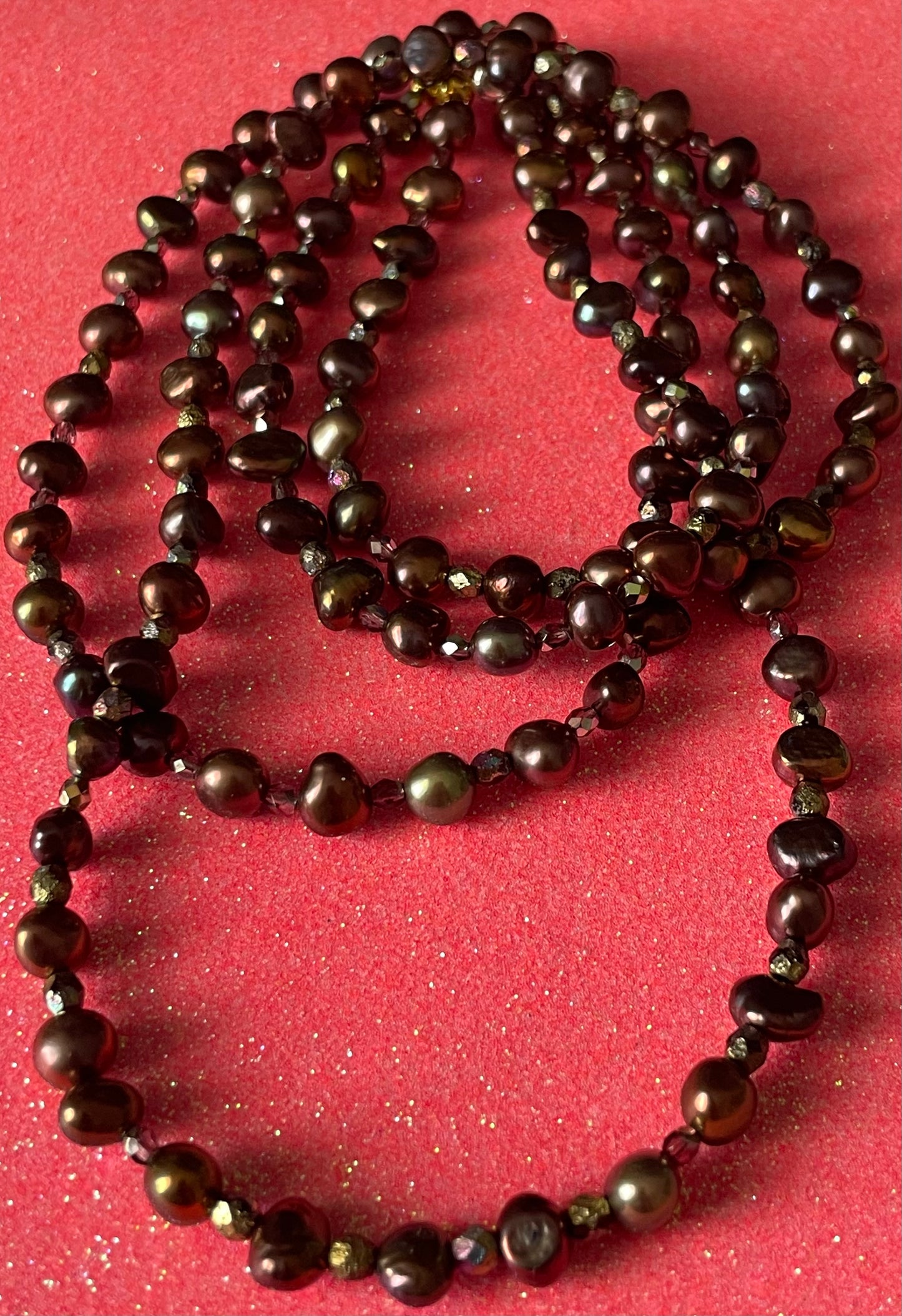 'Chocolate' Pearl Double Strand Necklace