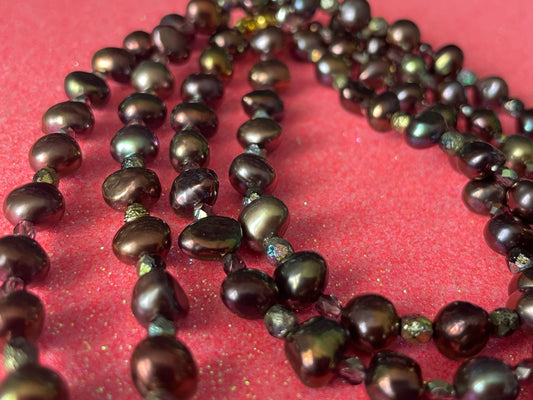 'Chocolate' Pearl Double Strand Necklace