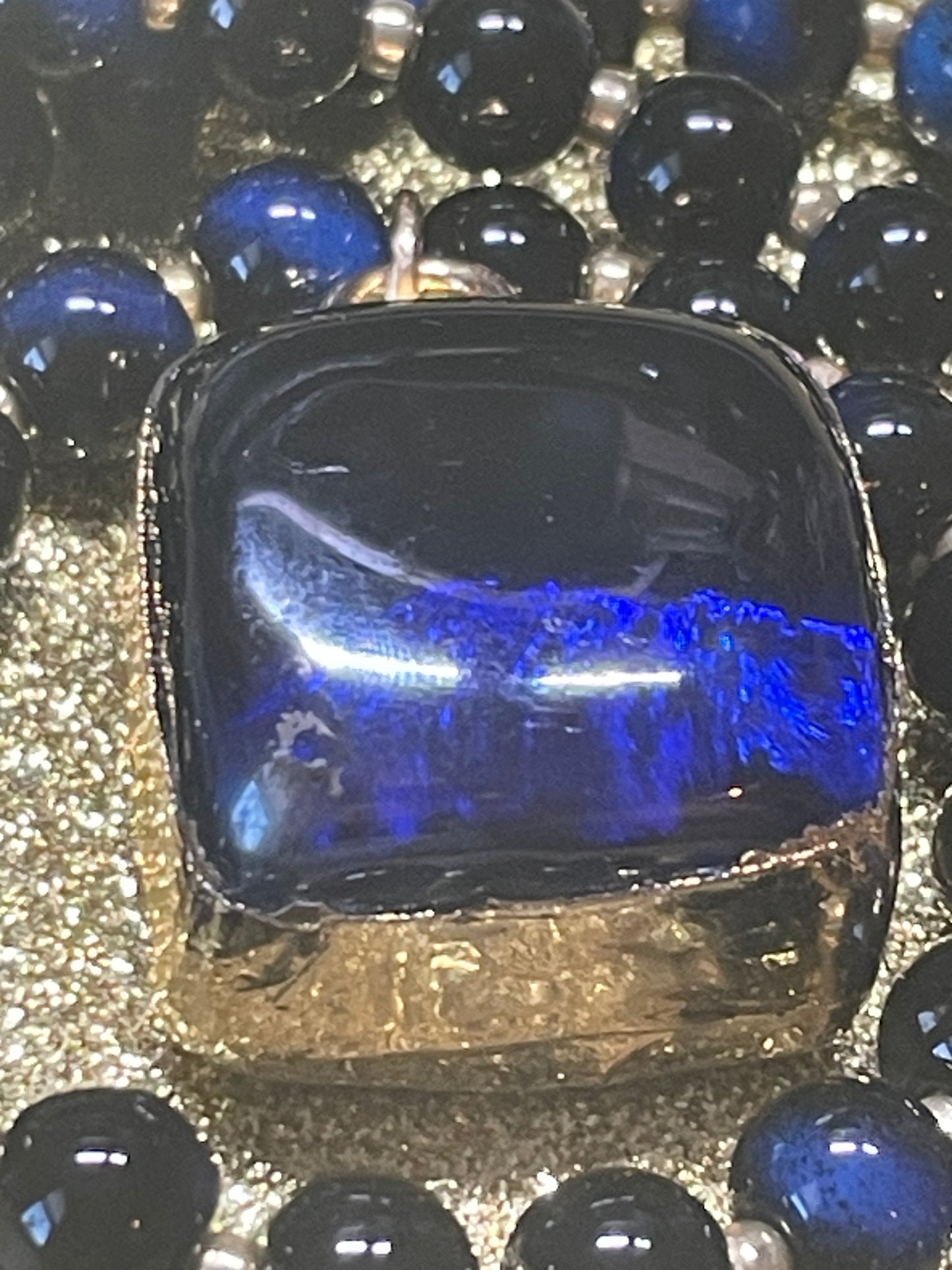 Deep Blue Glass Cabochon Pendant