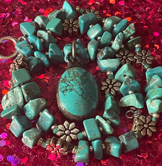 Turquoise on Turquoise Necklace
