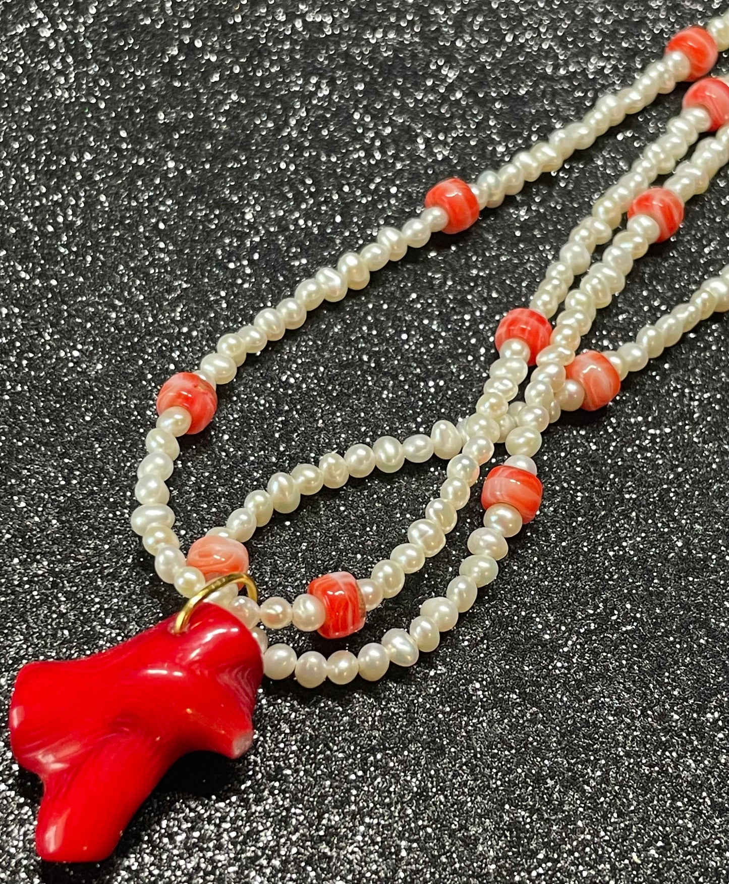 Red Coral and Pearl Necklace