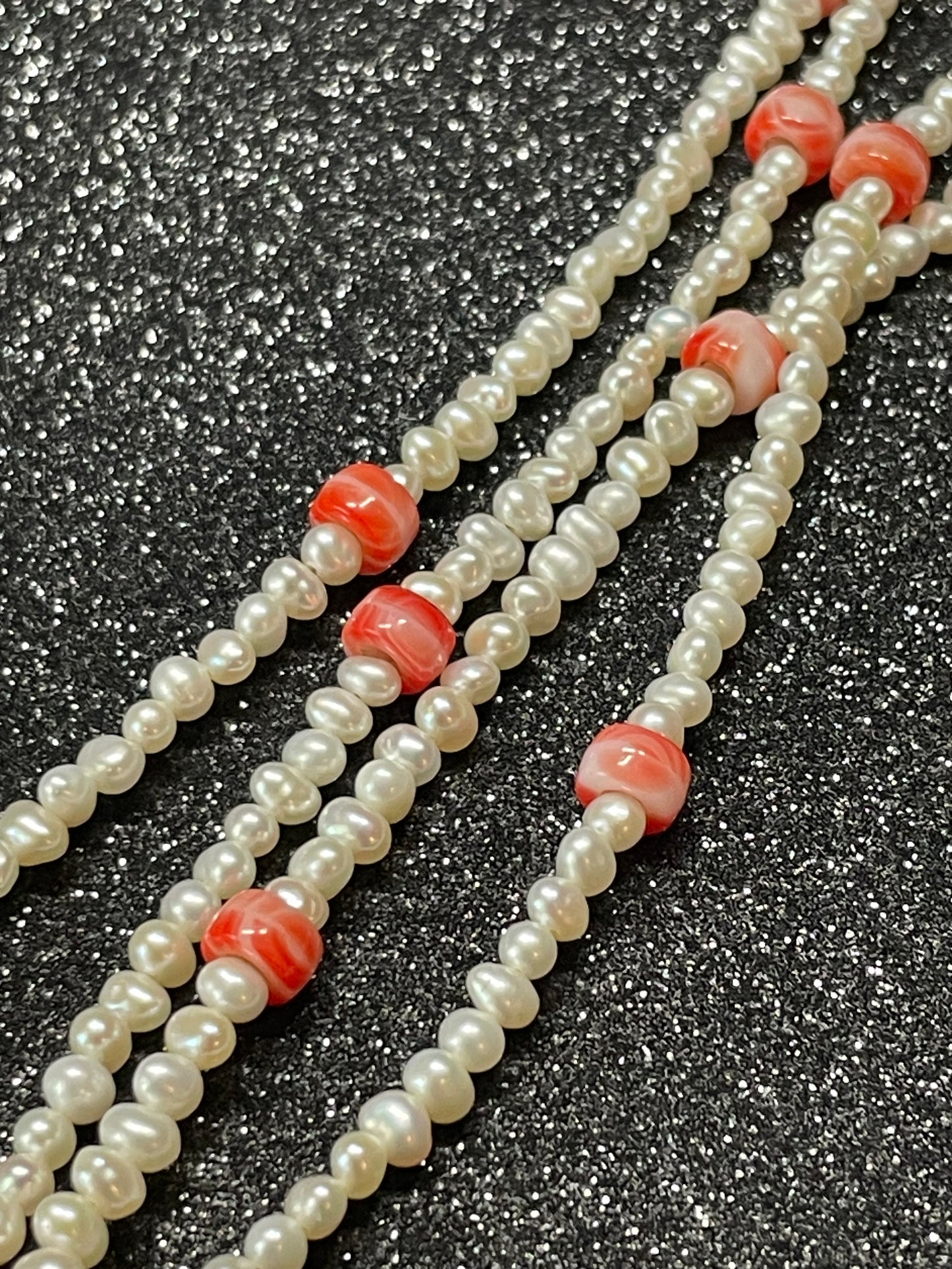 Red Coral and Pearl Necklace