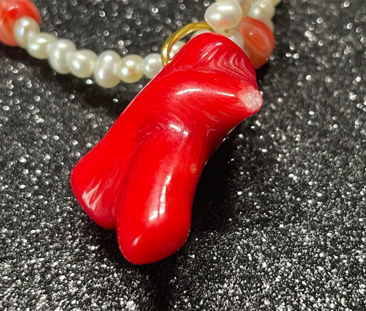 Red Coral and Pearl Necklace