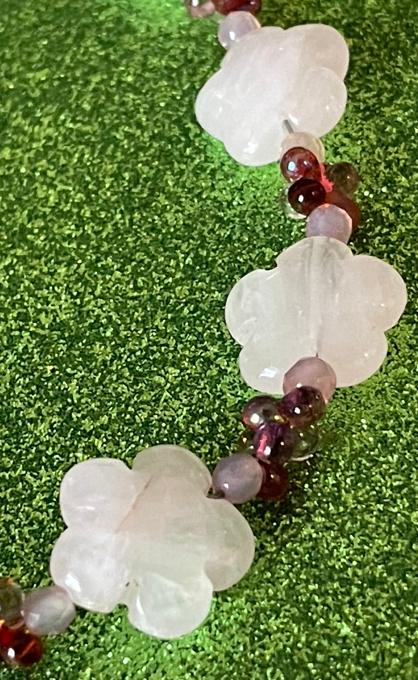 Rose Quartz Flower Necklace