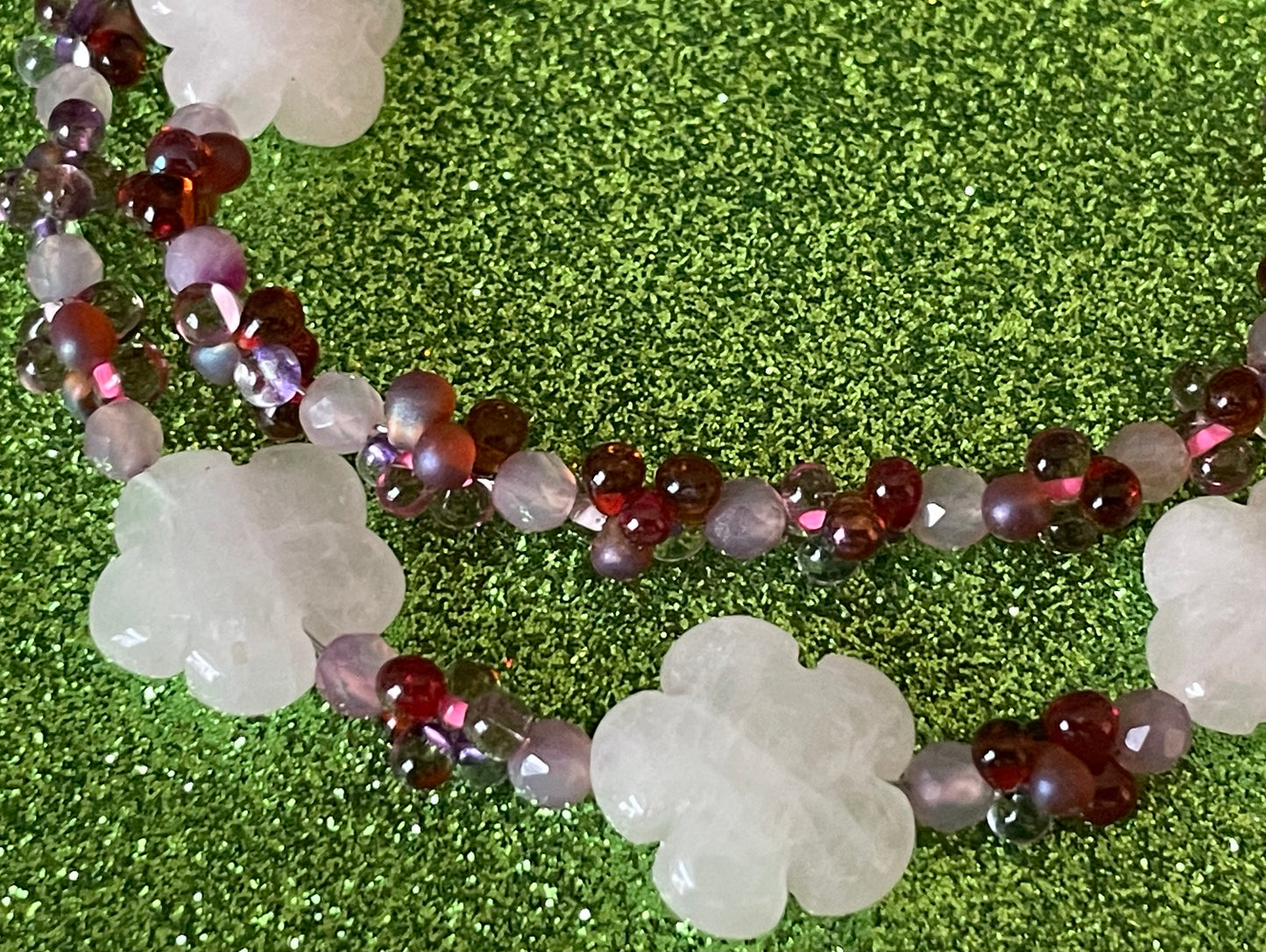 Rose Quartz Flower Necklace