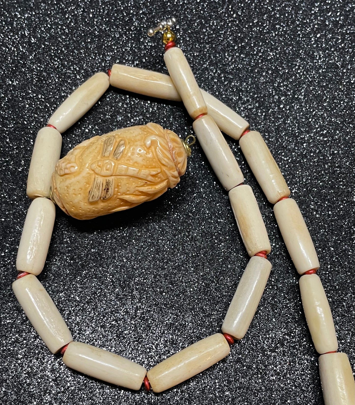 Natural Vintage Hand Carved Necklace
