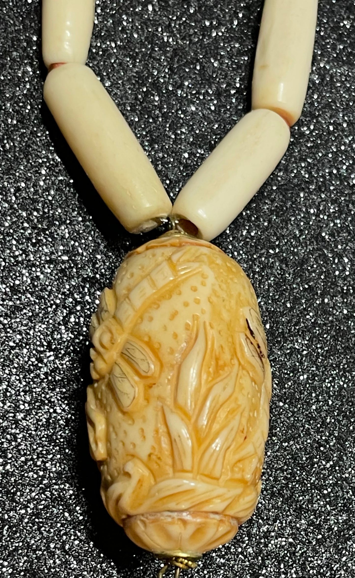 Natural Vintage Hand Carved Necklace