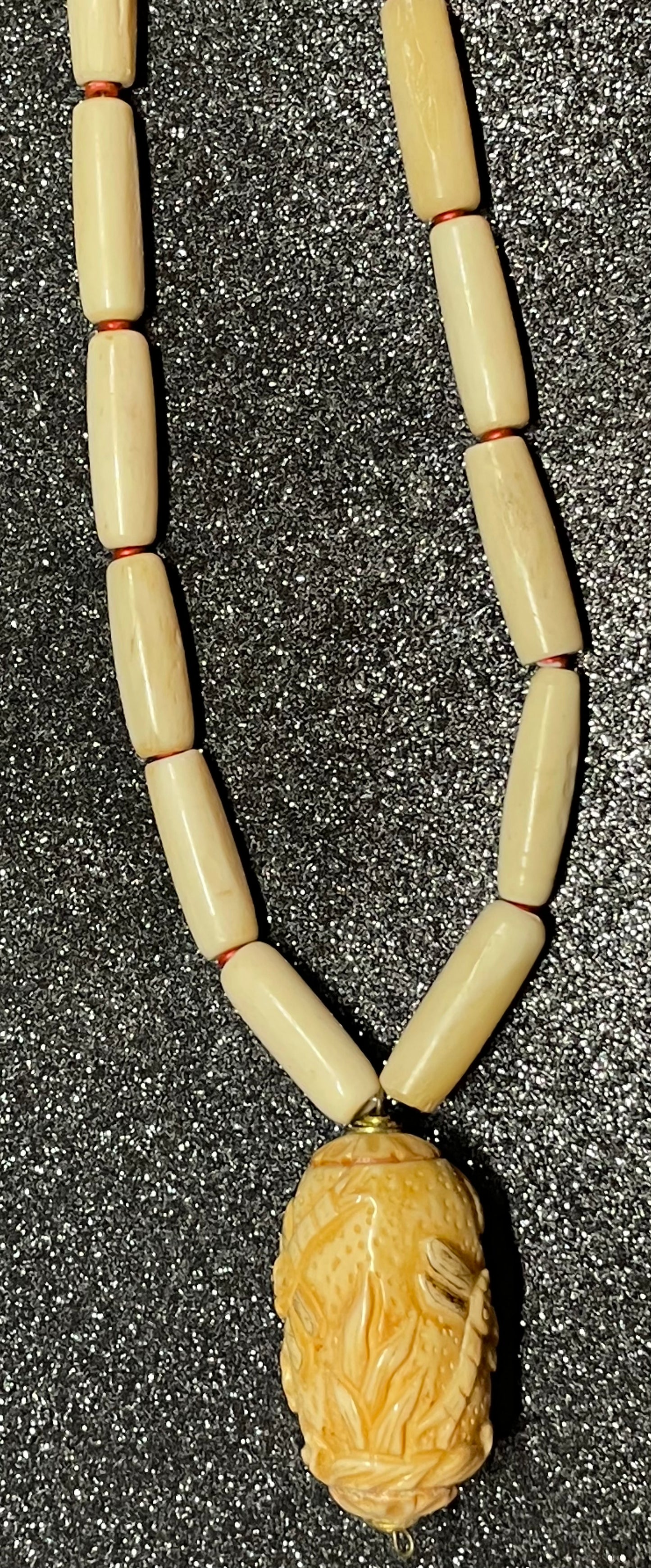 Natural Vintage Hand Carved Necklace