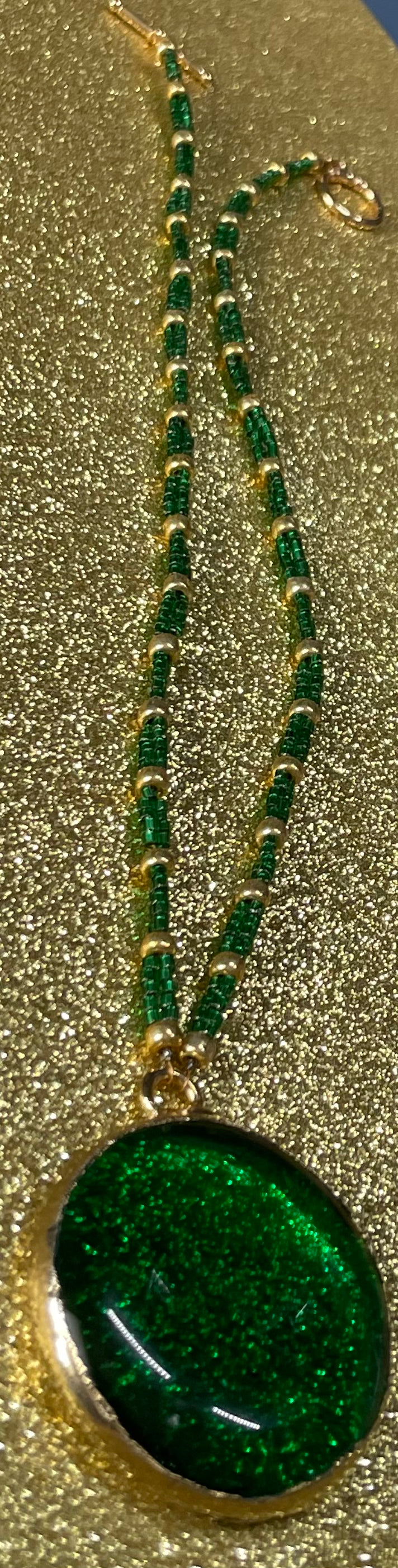 Gilted Green Glass Necklace