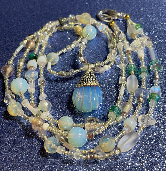 Nepalese Filigree Moonstone Pendant-Double Strand Necklace