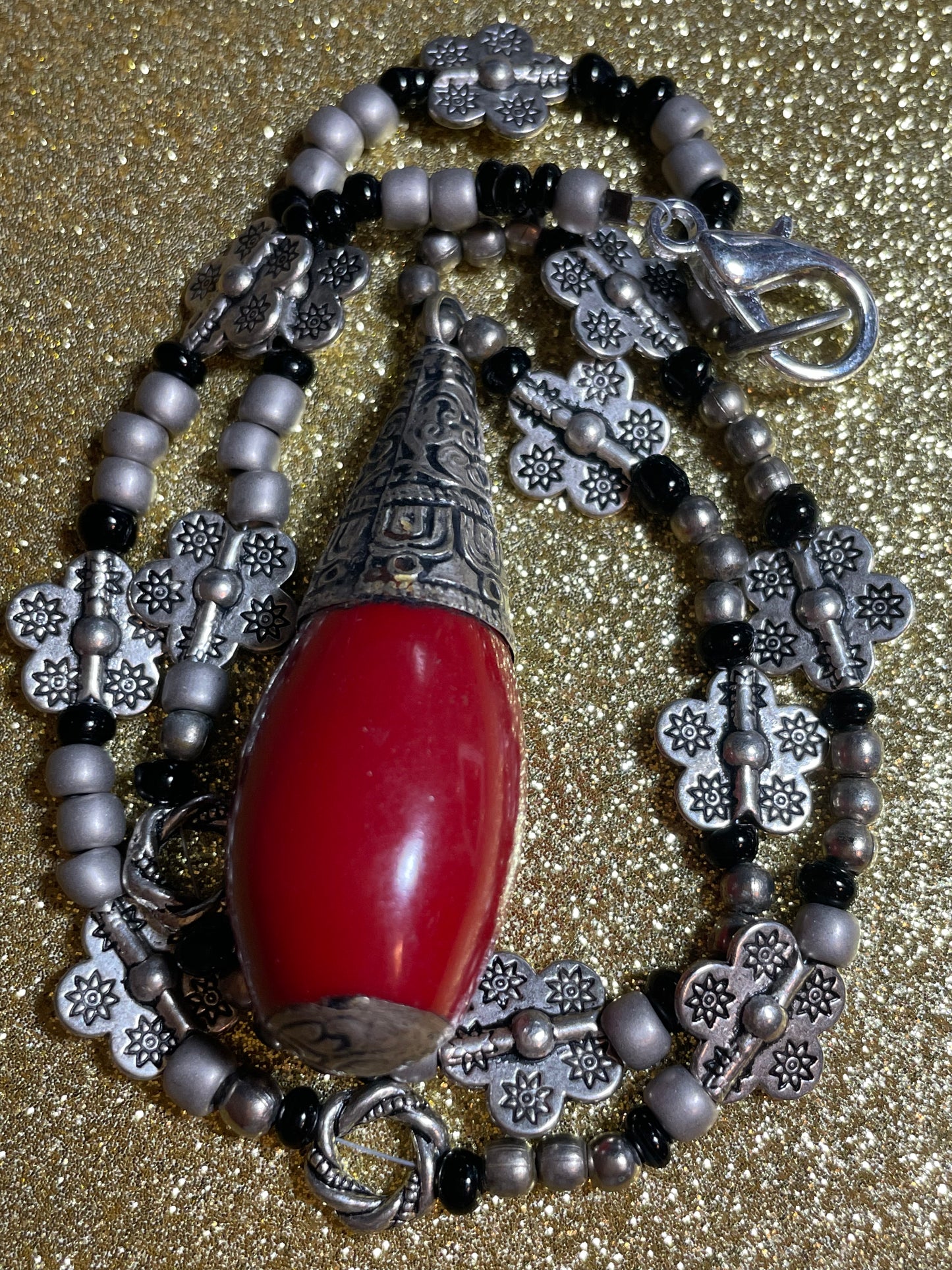 Tibetan Red Copal Resin Necklace