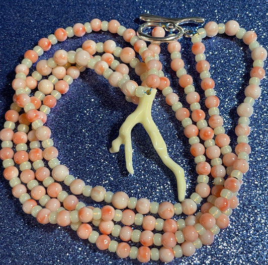 Angel Skin Double-Strand Coral Necklace