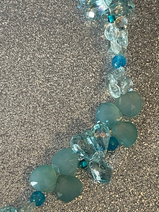 Aquamarine and Glass Sensational Necklace