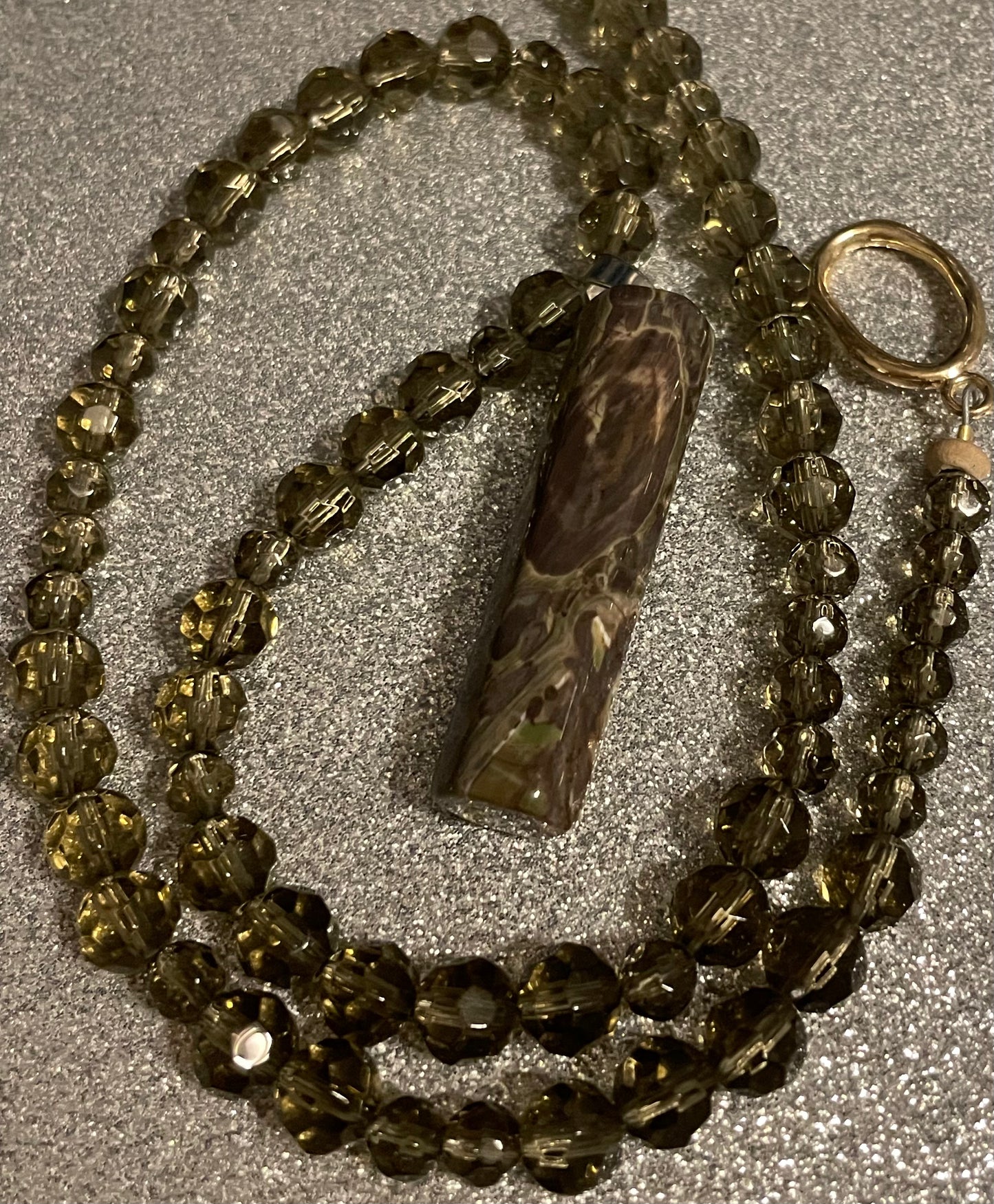 Kambaba Jasper and Crystal Necklace