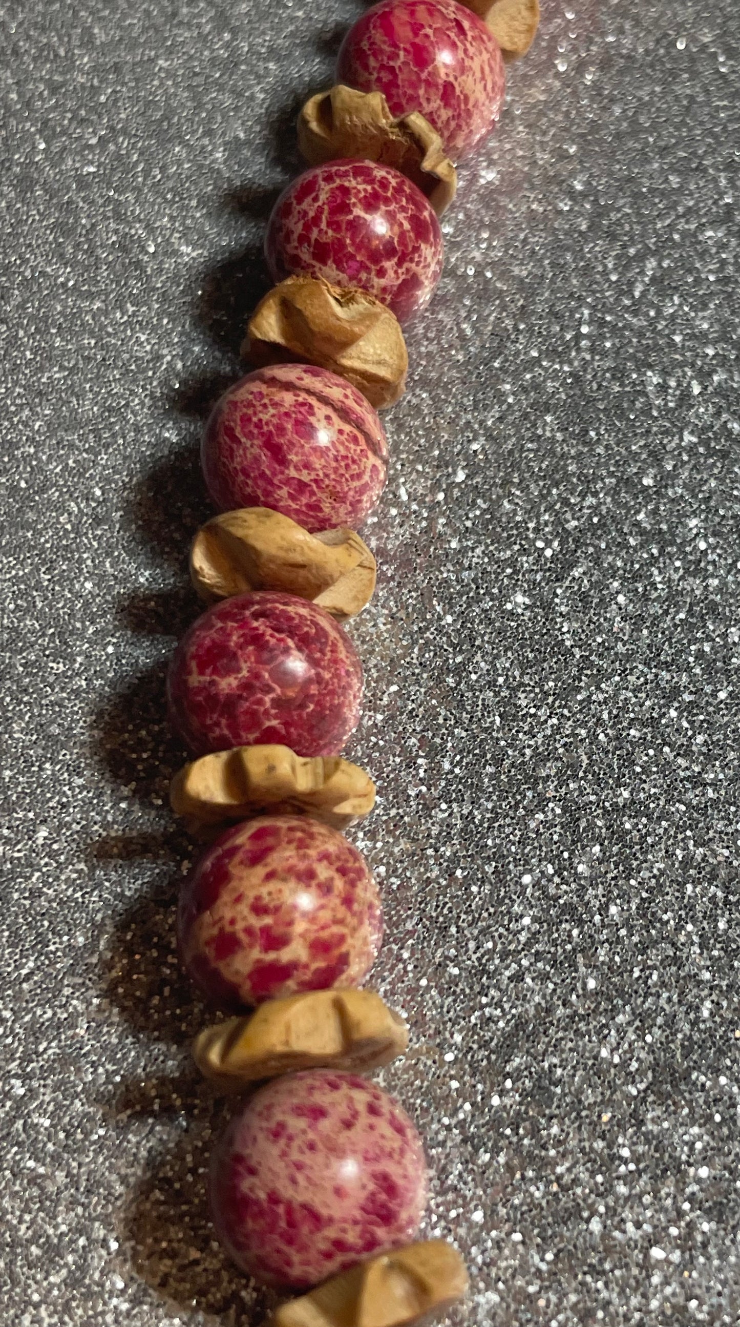 Red Imperial Jasper Necklace with Carved Bone Pendant