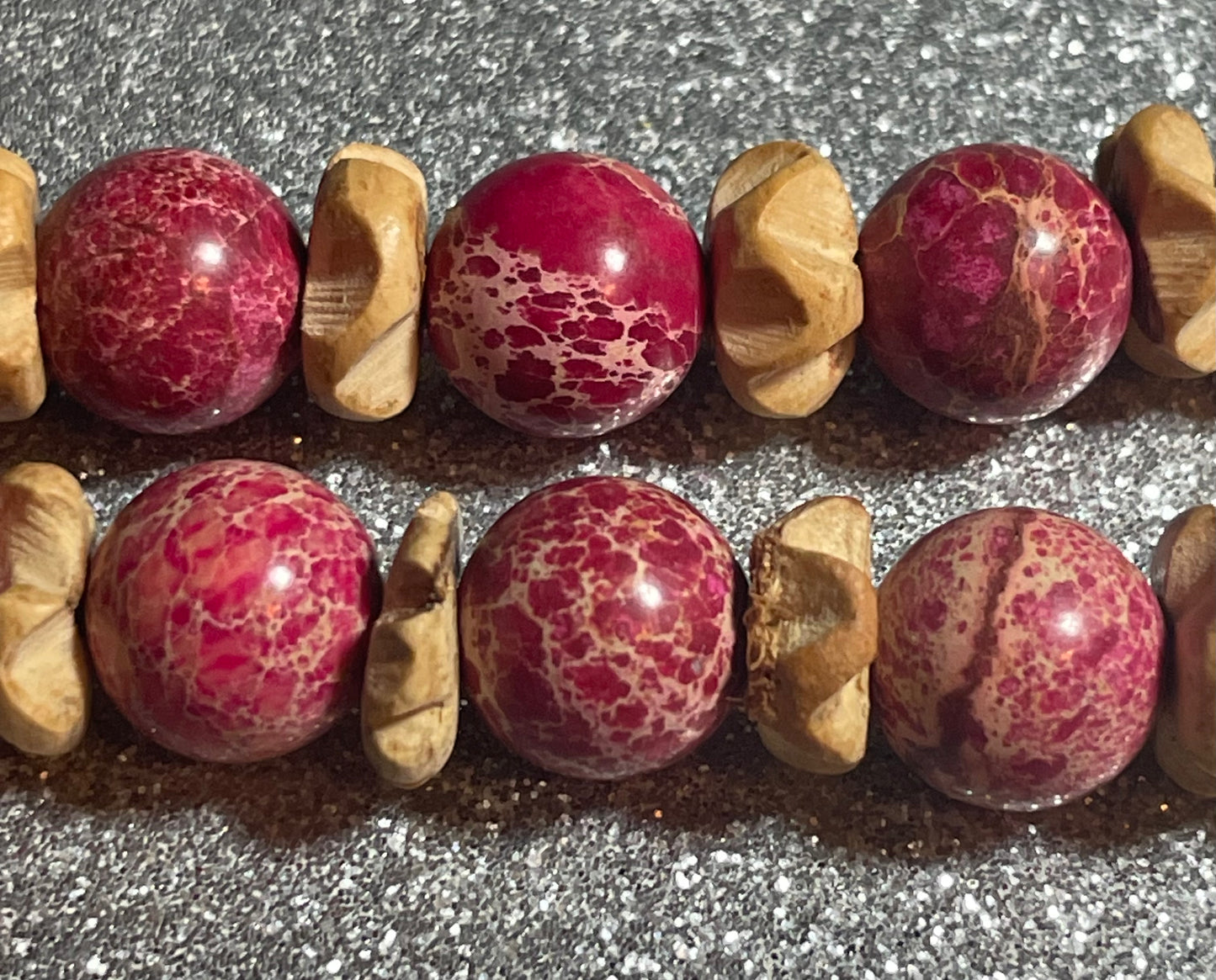 Red Imperial Jasper Necklace with Carved Bone Pendant