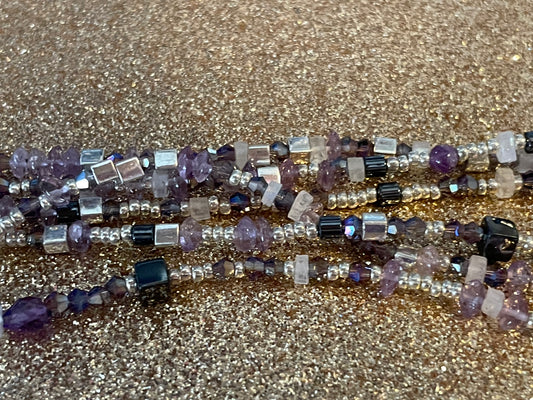 Rhinestone Shield with Amethyst Pendant Necklace