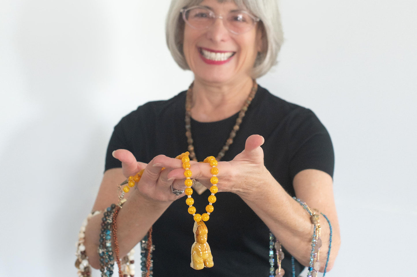 Gilded Yellow Jade Buddha Necklace