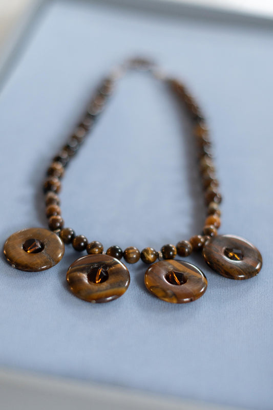 Tiger Eye and Crystal Necklace